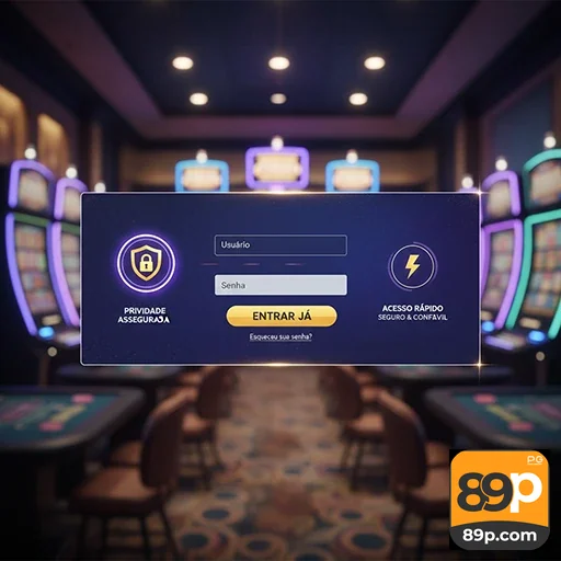 Tela de login seguro no 89p.com pelo celular